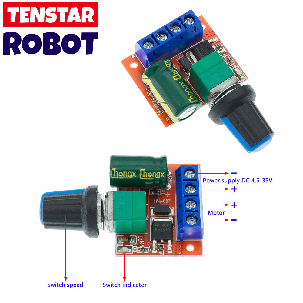 5A 90W PWM 12V DC Motor Speed Controller Module DC-DC 4.5V-35V Adjustable Speed