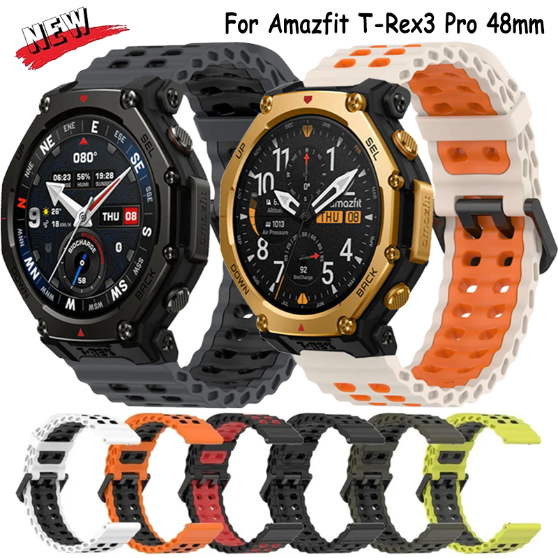 22mm Ocean Silicone Strap For Amazfit T-Rex3 Pro 48mm/Balance 2-1 Breathable Comfortable Watchband For Huawei Watch GT6 Pro 46mm