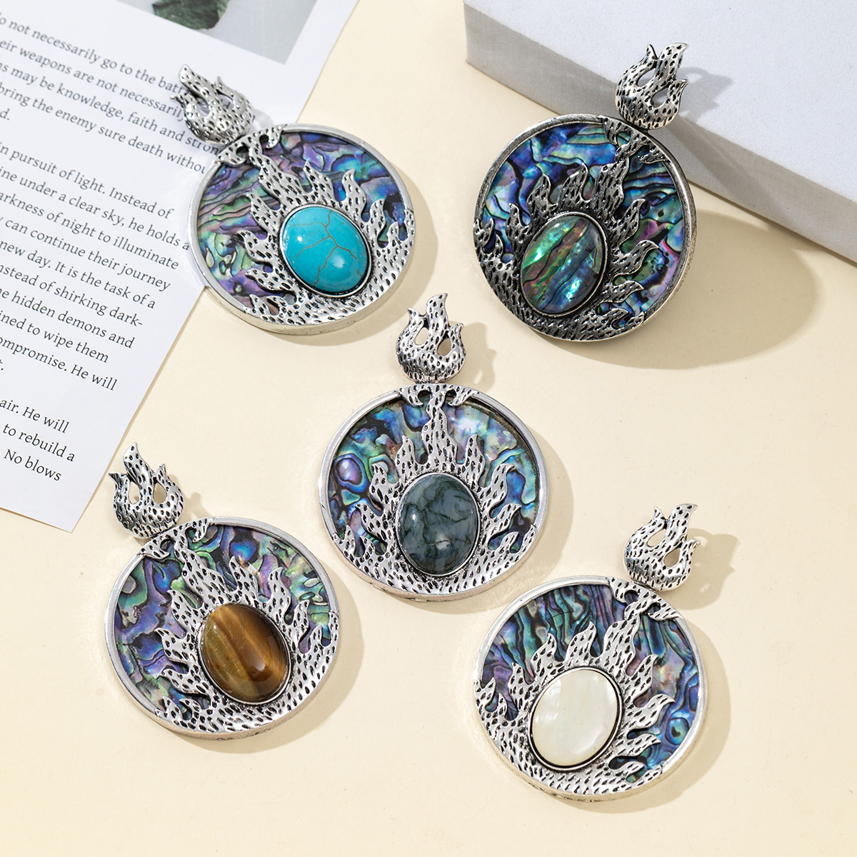 1pc Natural Shell Abalone Round Shape Pendant Charms for DIY Women Men Necklace Jewelry Making Accessories