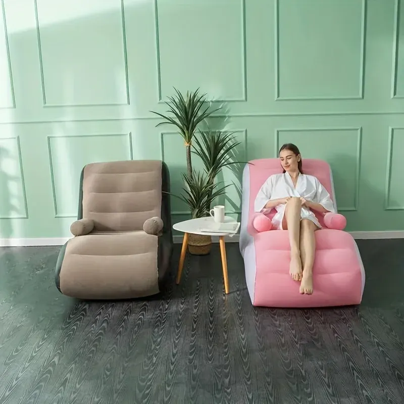 Inflatable Lazy Sofa Flocking PVC Sofa Chair Portable Rest Mattress S-Shaped Ergonomic Recliner Lunch Break Lounge Chair for Kid - image 1