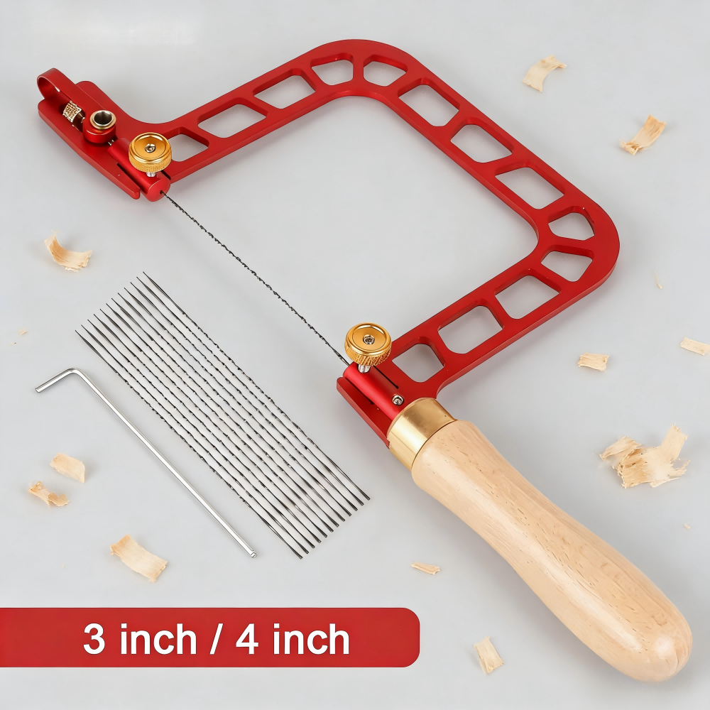 Coping Saw with Cam Lever Tension Aluminum Alloy Frame Fret Saw Diamond Wire Jigsaw for Ceramic Glass Metal Accurate Cutting