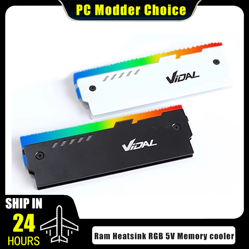 Desktop Computer Ram Heatsink ARGB DDR4 DDR3 Universal Memory Heat Sink Addressable Black / White 2 Pcs Pack
