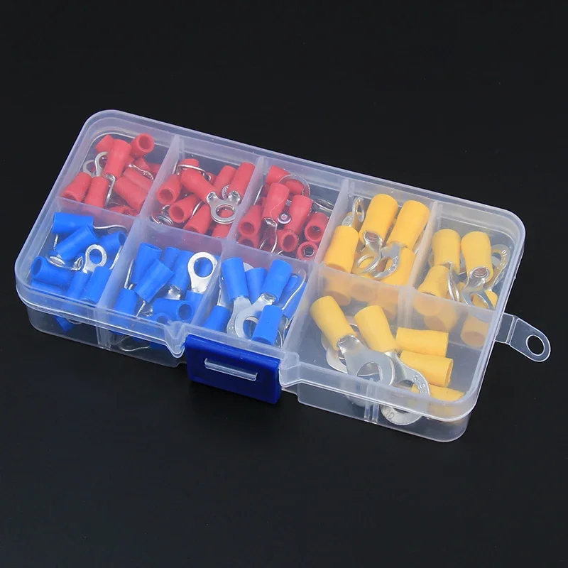 128PCS Insulated Ring Terminal Kit RV1.25 RV2 RV5.5 Crimp Connectors for Automotive Solar & Electrical Wiring Repair