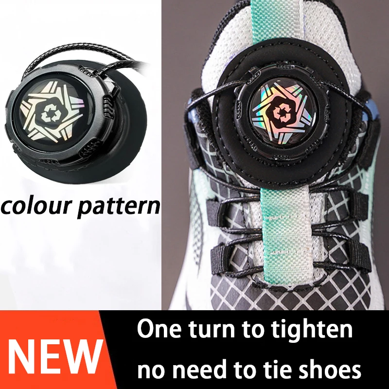 1Pair NEW Swivel Buckle Automatic Shoelaces for Sneakers - No-Tie Thick round Laces for s And Kids Lazy Shoelace Solution