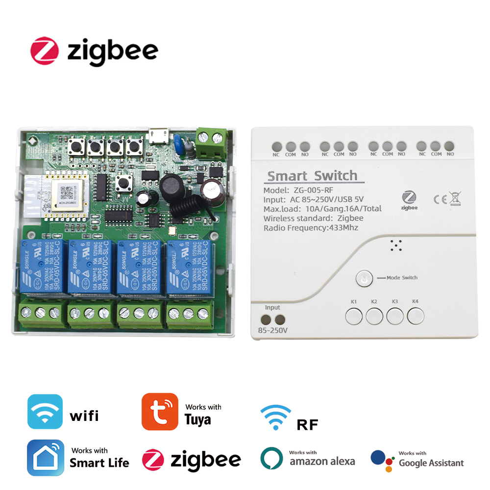 Zigbee Smart Temperature Humidity Sensor Switch Module Kits 1CH Relay 7-32V 85-250V Controller Work Tuya APP Alexa Home