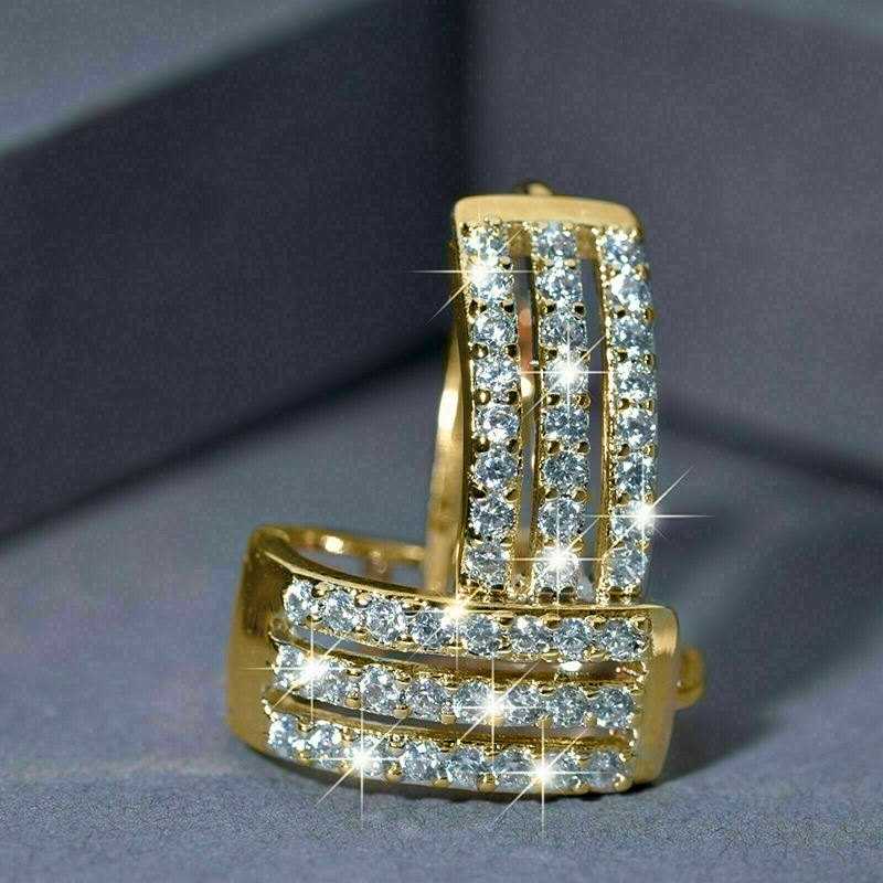 Huitan Luxury Gold Color Drop Earrings for Women Elegant Bridal Wedding Earrings Anniversary New Trendy Jewelry Drop Ship