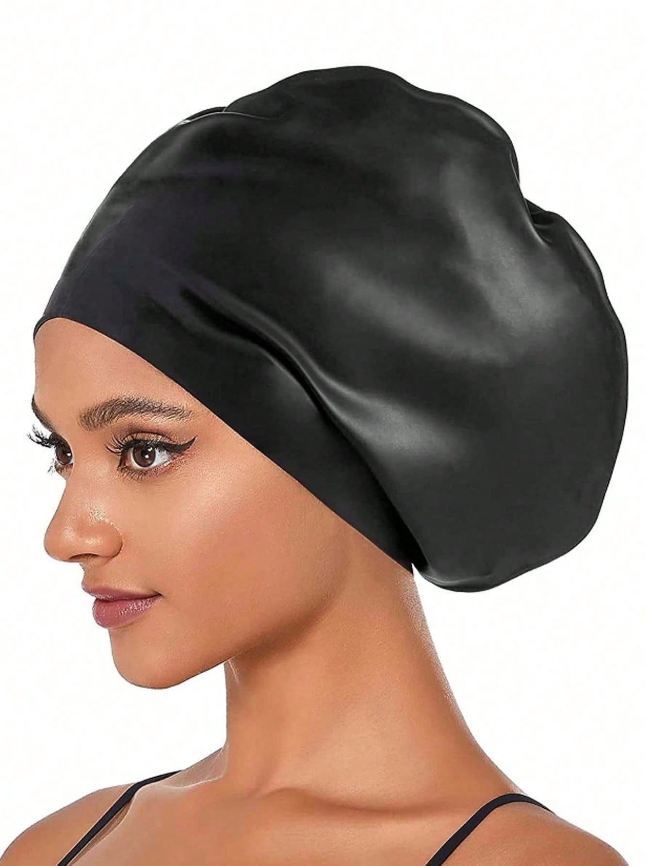 Swimming cap silicone waterproof swimming cap universal silicone swimming cap enlarged head，Swimming Cap for Long Hair - E