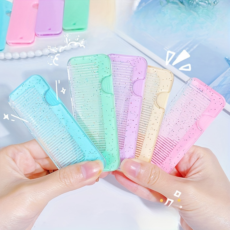 1pc Cute Color Small Comb, Portable Comb For Home And Outdoor Camping, Mini Folding Comb, Hair Styling Comb