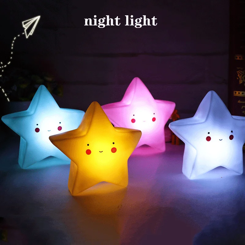 LED Mini Night Light Cartoon Fantasy Star Moon Bedside Light Baby Room Decoration Feeding Night Light Children Toy