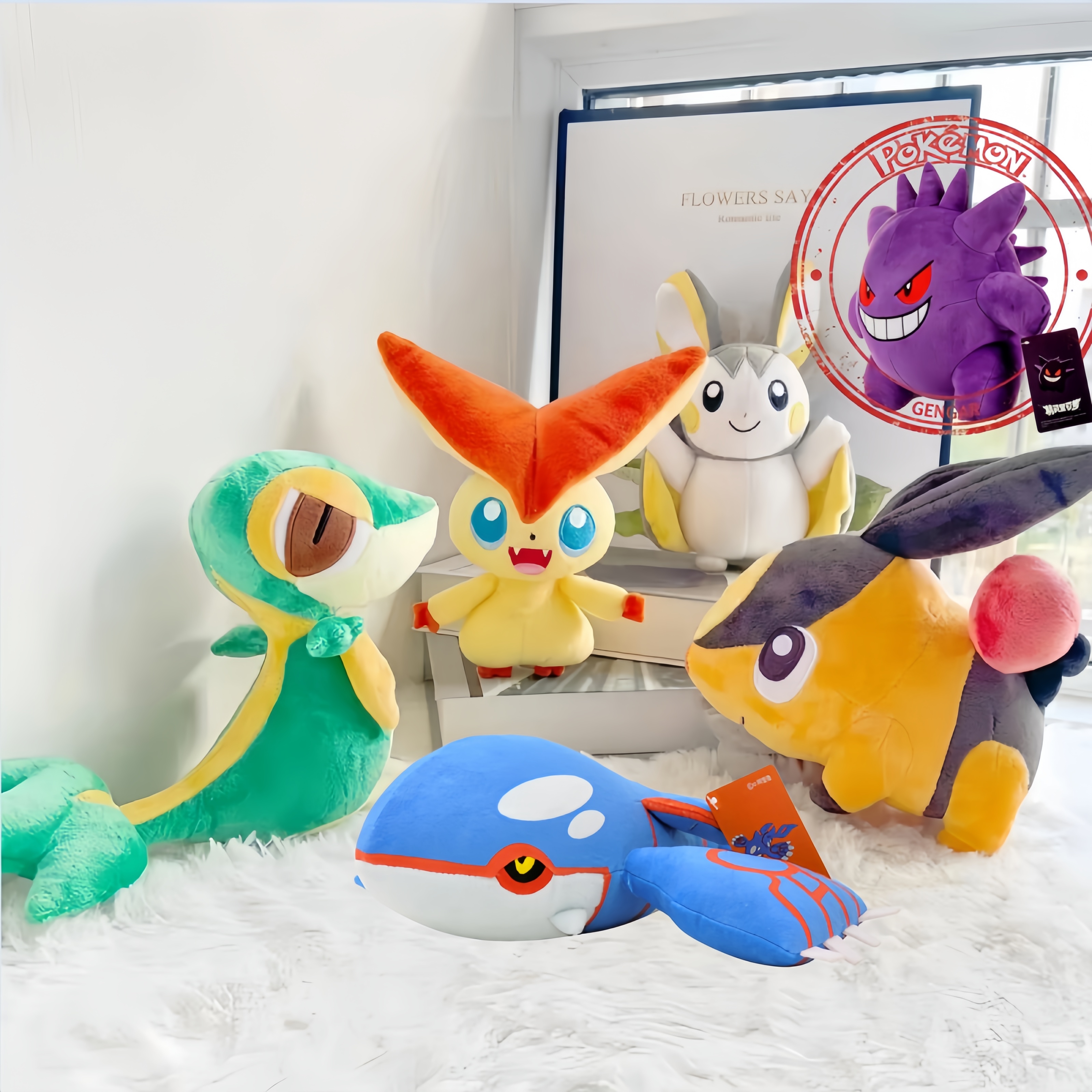 Pikachu Peluche Gengar Pokemon Plush Toys Victini Tepig Deerling Oshawott Emolga Stuffed Zapdos Cubone Jirachi Doll Kid