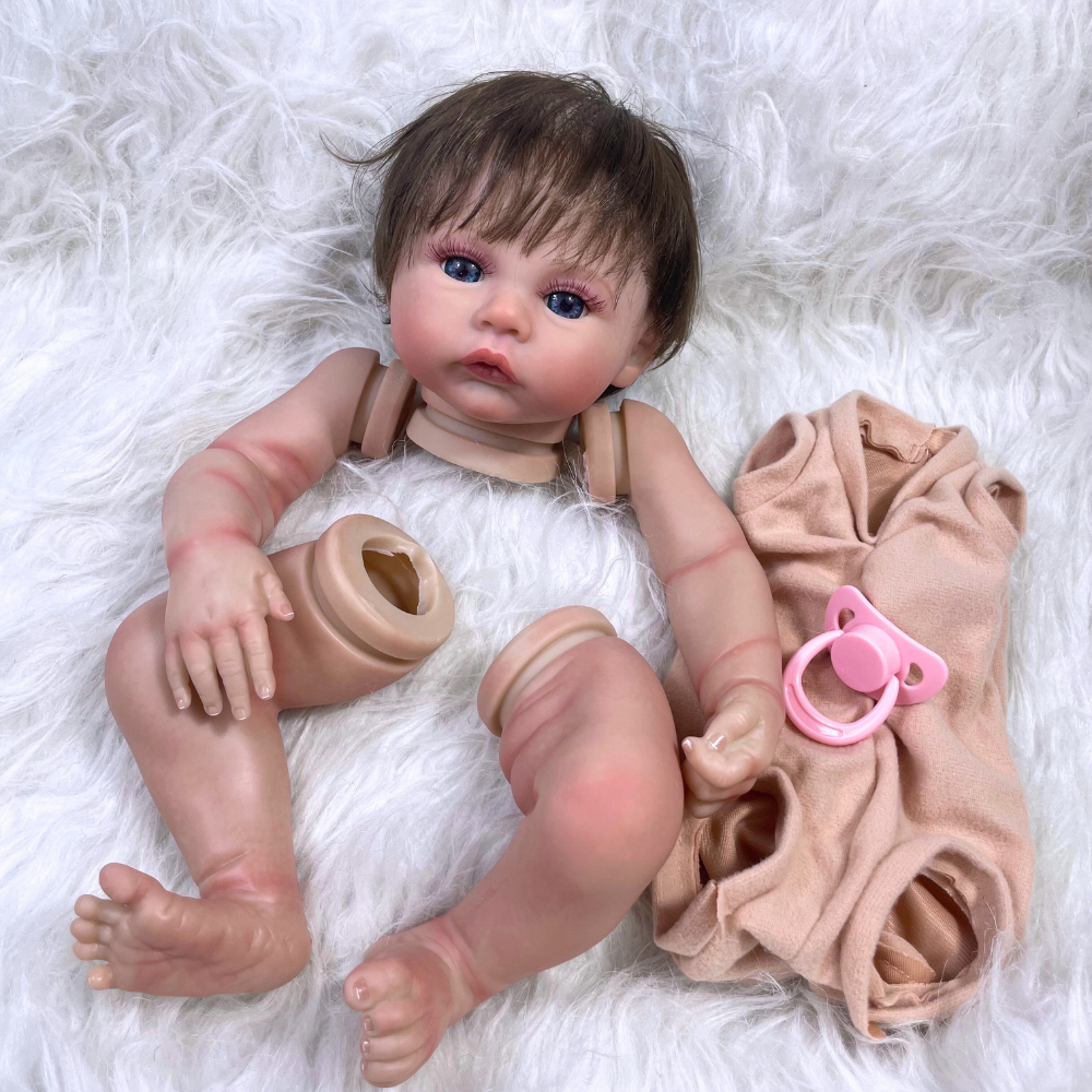 17 Inch Already Painted Reborn Doll Kit Meadow 3D Skin Visible Veins Doll Parts Handmade Rooted Soft Hair With Cloth Body