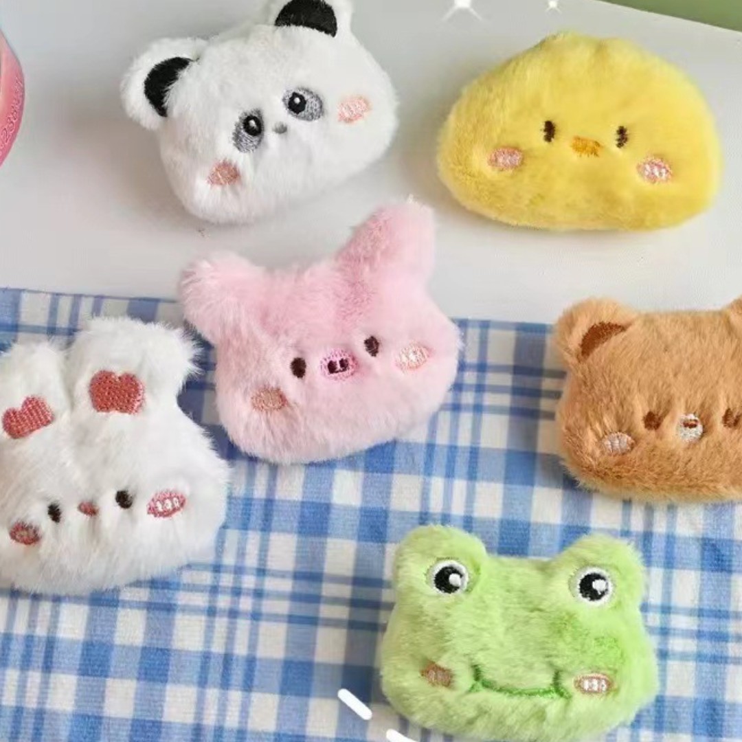 10/12PCS New style rabbit plush brooch cartoon panda frog clothes bag doll decoration pin