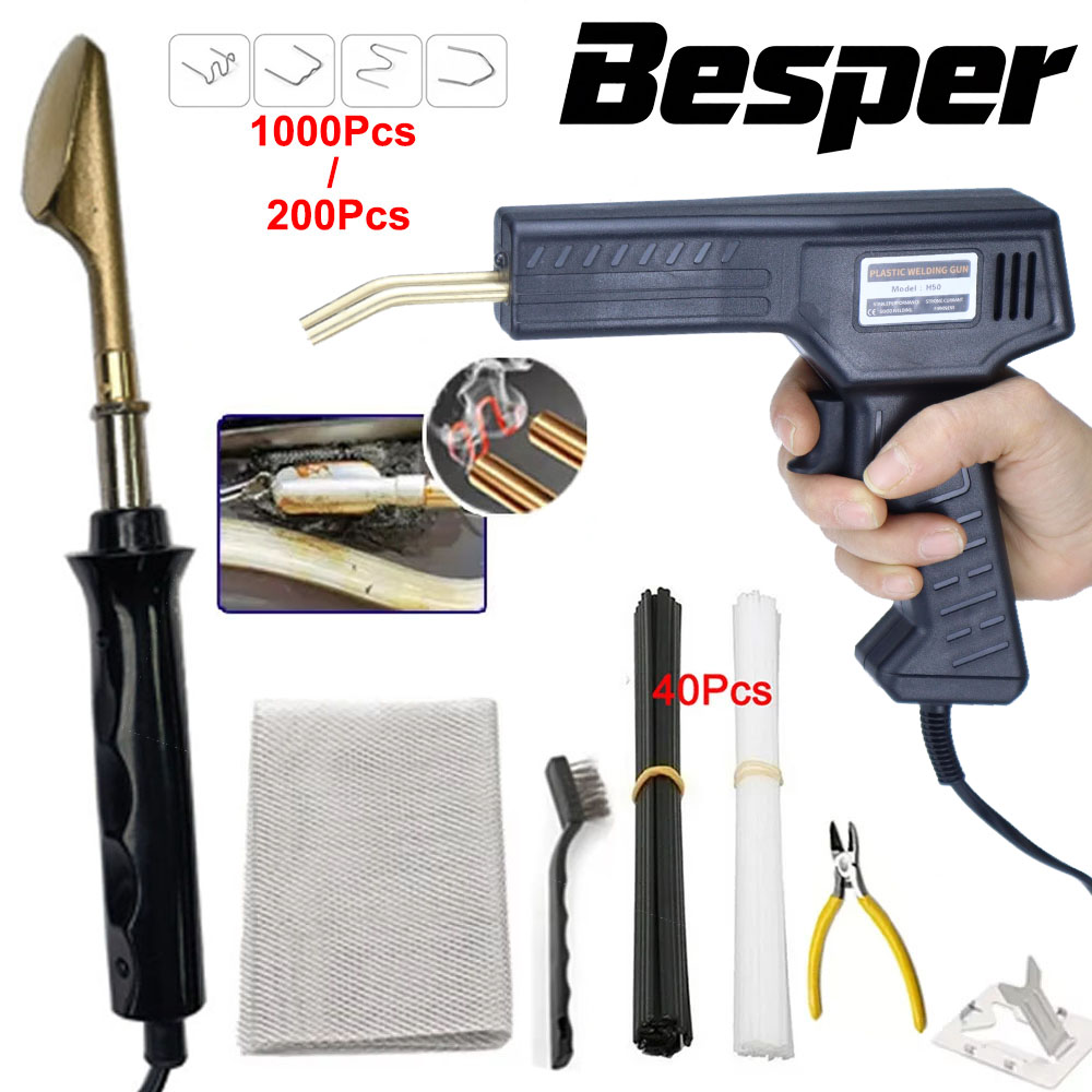 50W Plastic Welder, Hot Stapler Electric Soldering Iron Tools, 1000/200PC Staples, Car Bumper Repair Kit DIY Home Plastic Repair