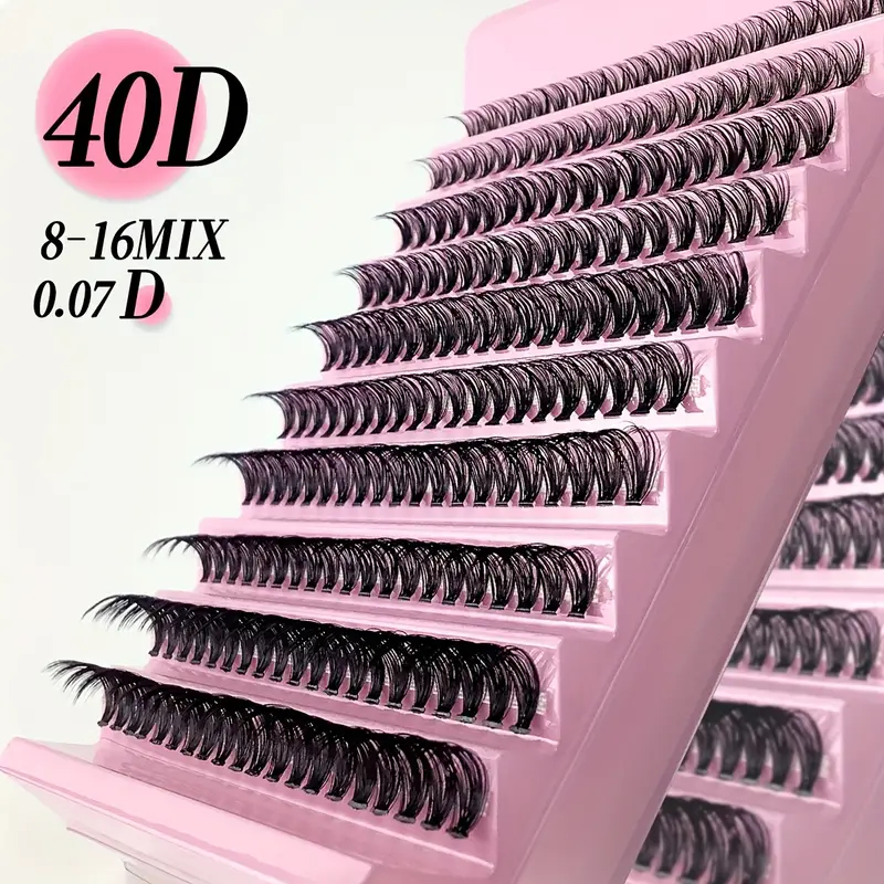 40D False Eyelashes, 200pcs 10mm/12mm/14mm Mix D Curling Cluster Lashes Individual Lash Soft And Natural False Eyelas