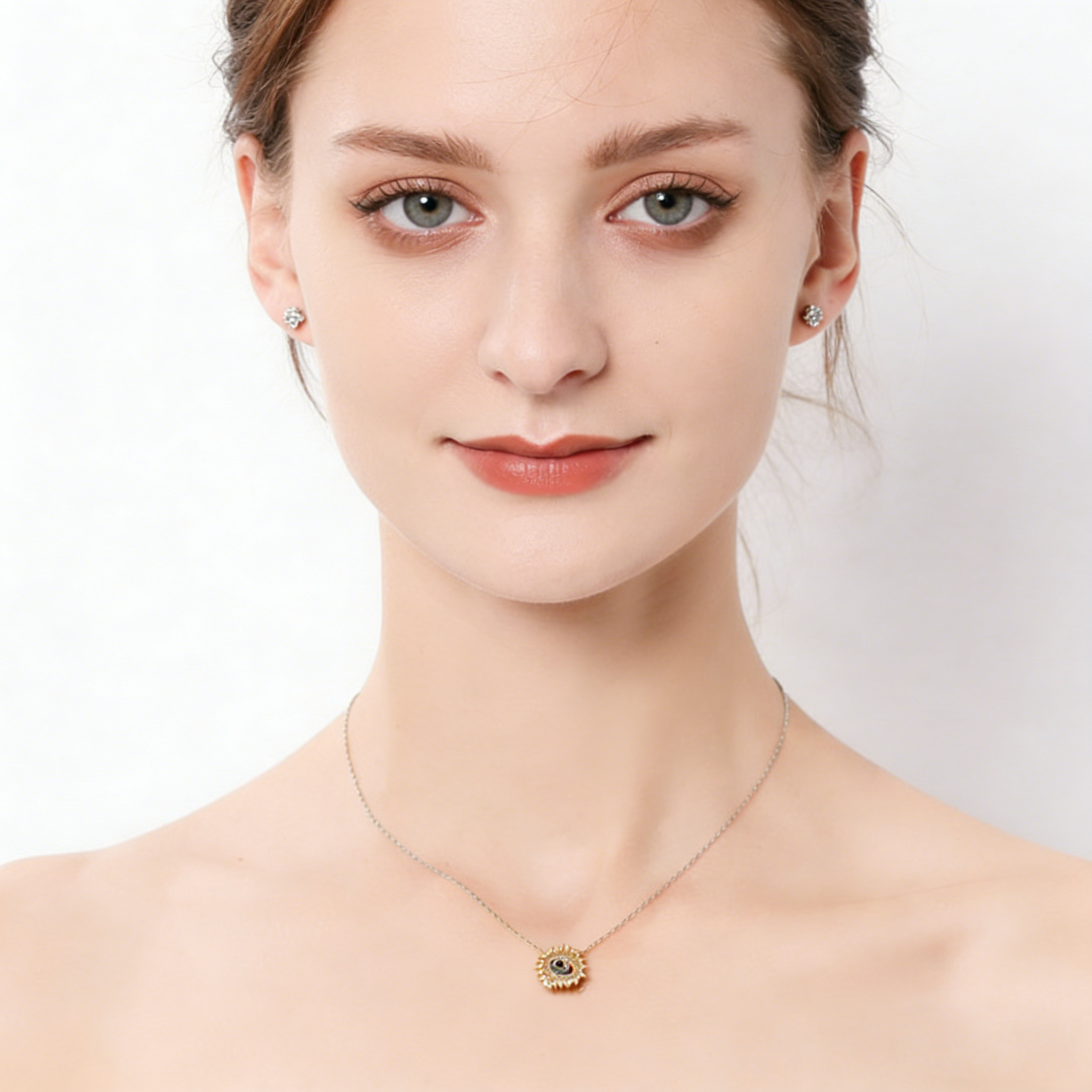 Gold Color Titanium Steel Chain Rotating Evil Eye Pendant Necklace for Women Creative Decompression Fashion Lucky Jewelry pen gpt