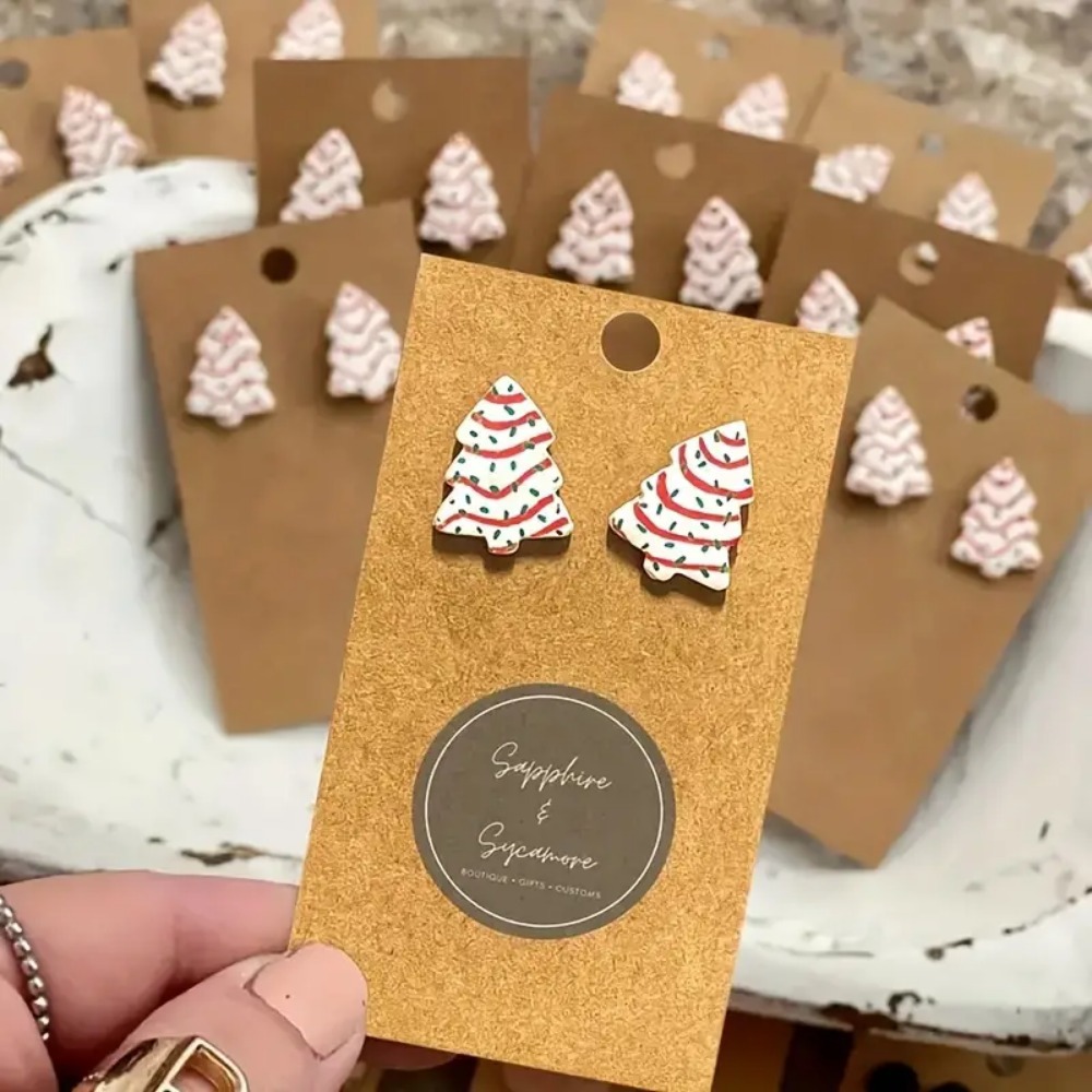 1pair Simple Christmas Tree Earrings For Men, New Year Christmas Party Gifts