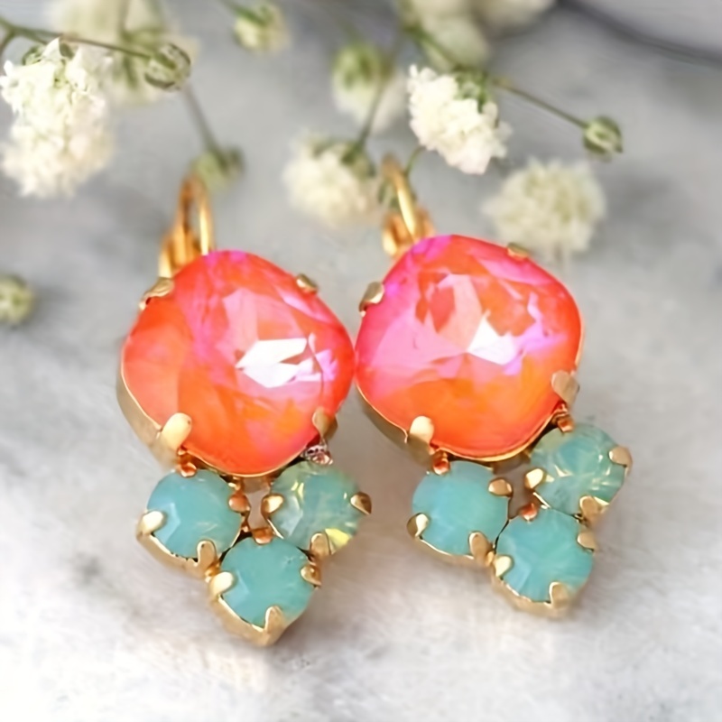 New Rainbow Zircon Pendant Earrings, Blue Zircon Earrings, Cute and Fashionable Women's Jewelry Accessories pen gpt