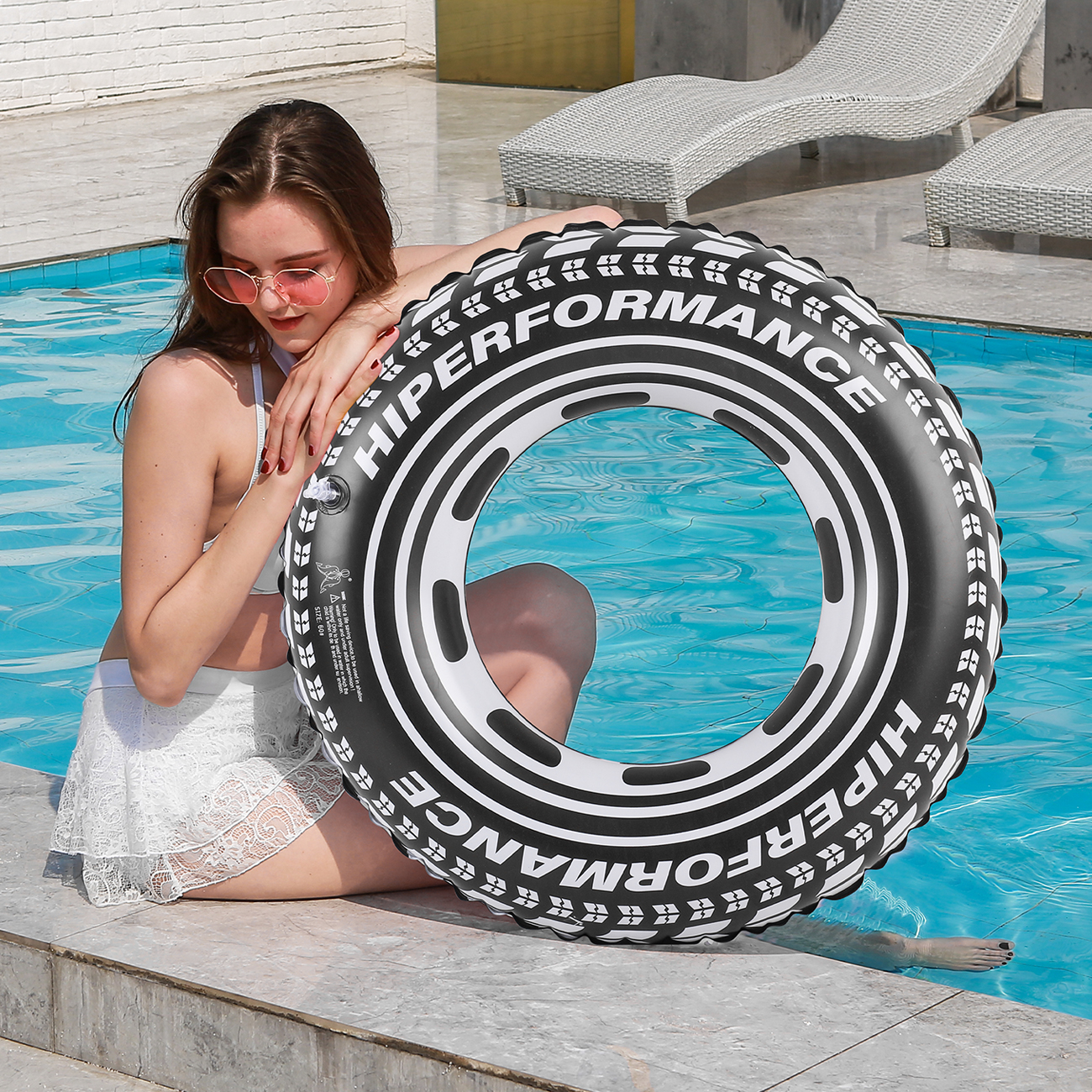 1PC Retro Thick pool Floats Raft, Summer Simple Floating Circle, Suitable For Beach Parties