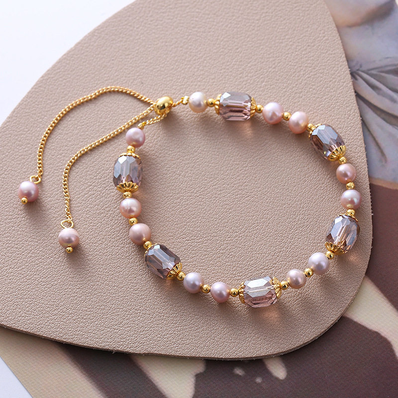 Natural Freshwater Pearl Bracelet for Women Summer Accessories for Girls Adjustable Size Crystal Bracelet Nice Girls