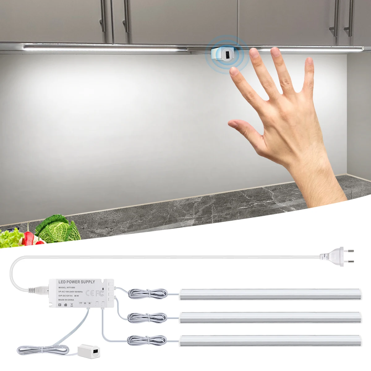 Hand Sweep Sensor LED Bar Lamp Motion Light 110V 220V for Kitchen Under Cabinet Bedroom Wardrobe - Energy Efficient Lighting