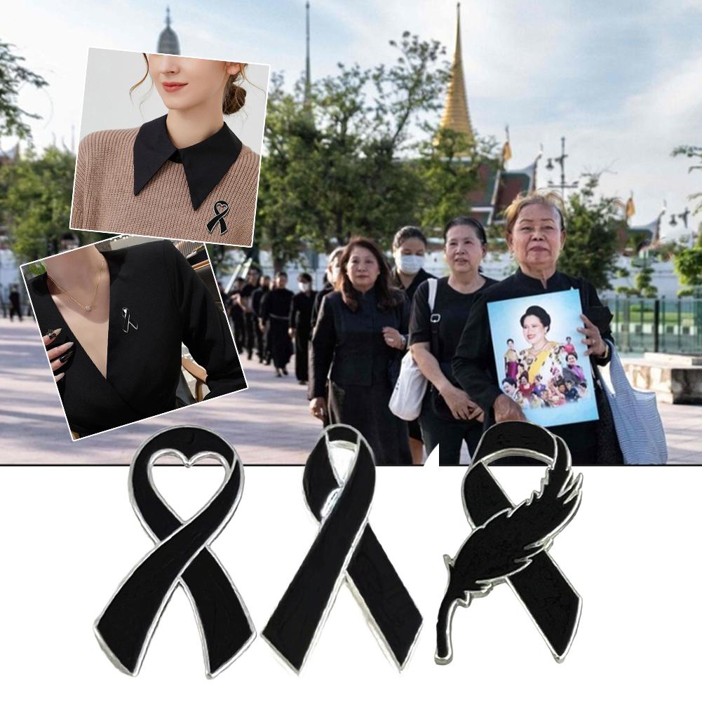 Remembrance Memorial Mourning Lung Cancer Emphysema Awareness black Ribbon Pin Brooch funeral memorial brooch Decorations