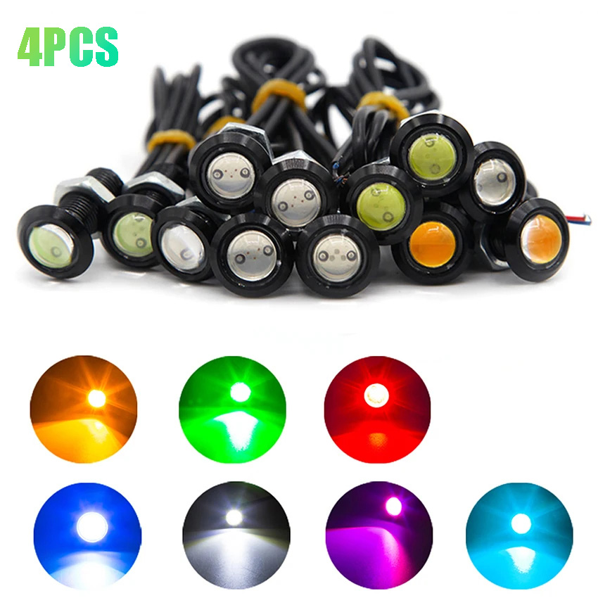 4Pcs/Lot DRL LED Daytime Running Lights for Motorcycle Car 18MM Eagle Eye Signal Light Fog Lamp Auto Lamps Accessories
