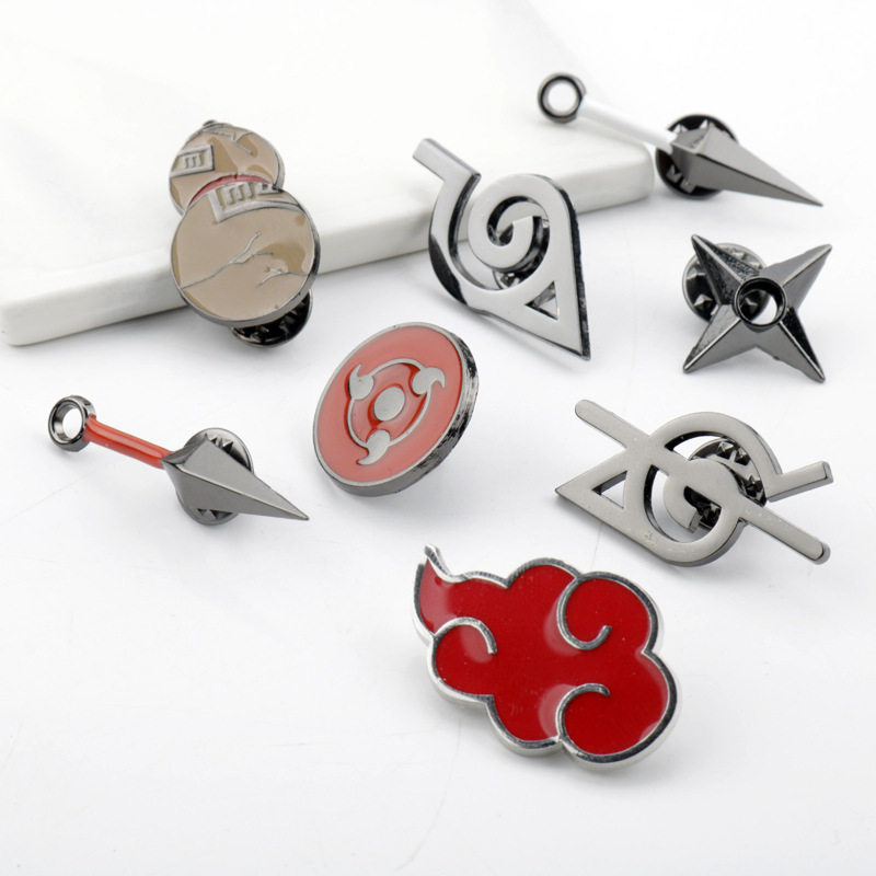 8Pcs/Set Anime Cartoon Enamel Brooches Red Cloud Sharingan Metal Pin Backpack Clothes Lapel Pin Jewelry Jewelry