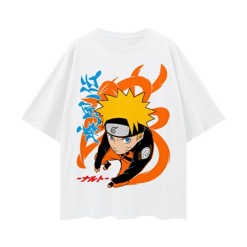 Cotton Bandai Authorized Hot Selling Anime "Naruto" 9-tailed Naruto 2D Printed Comfortable Casual Short Sleeved Shirt