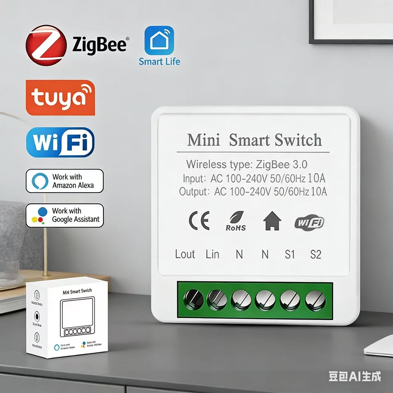 ZigBee 3.0 Smart Switch 16A, Tuya Smart Life Alexa Home Voice Control RF433 Wireless Remote Control module