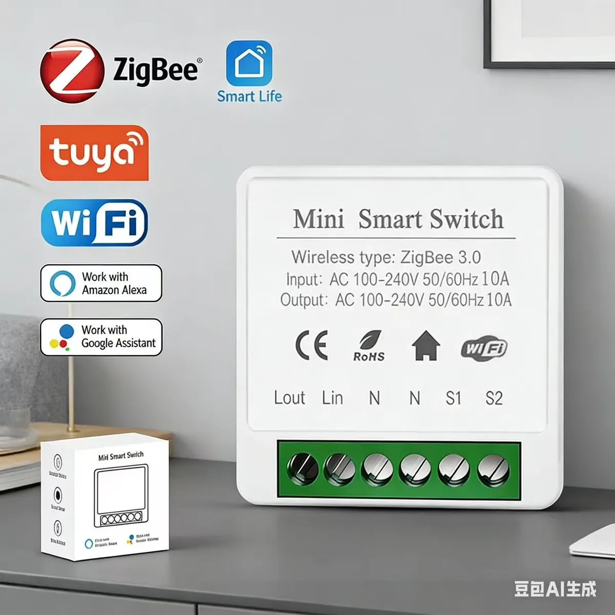 Mini Smart Switch Breaker Tuya WiFi Zigbee 3.0 Wireless Light Control DIY Module with Remote Timer (Alexa/ Compatible) - image 1