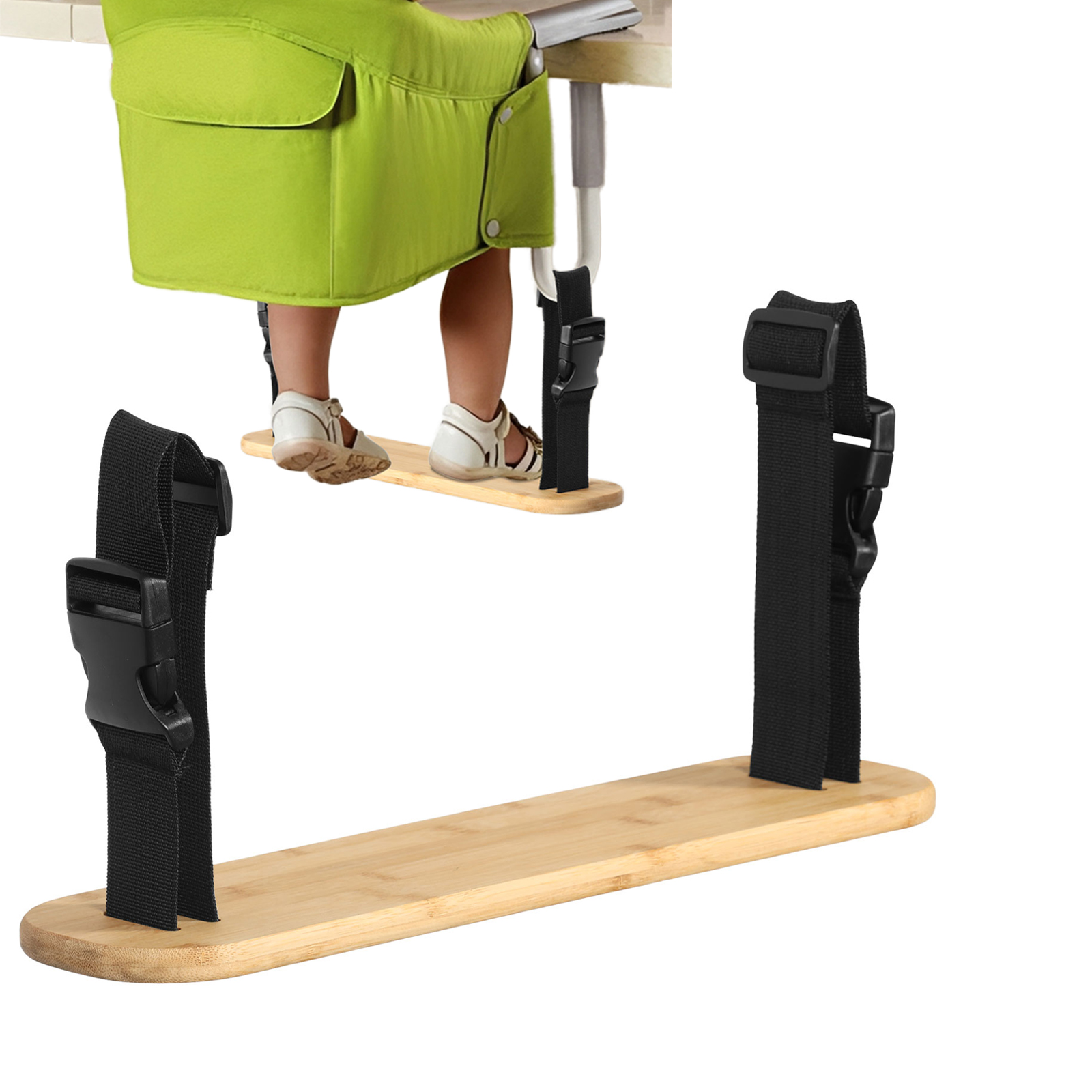 Baby High Chair Footrest Natural Bamboo Wooden Infant Seat Foot Rest Hanger Adjustable Non-slip Stable Highchair Accessories