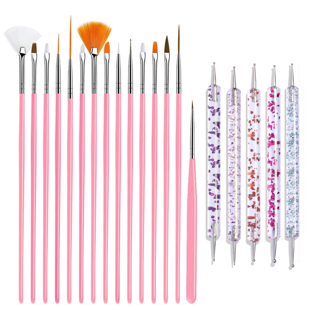LINMANDA 20PCS Nail Art Brush Set Nail Art Tool Set Professional Nail Design Brushes Suitable for Home DIY and Nail Salons