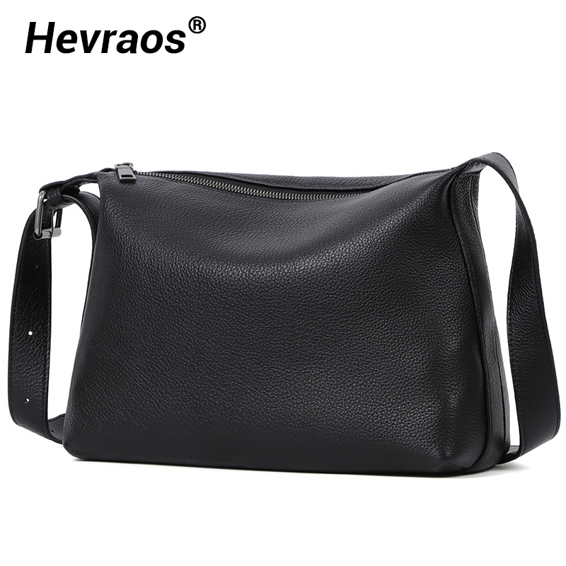 Fashion Men's Shoulder Bag Genuine Leather Casual Crossbody Bag Classic Zipper Messenger For Ipad Soft Leather Men Bag Large