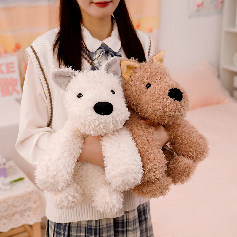 New Huggable 1pc Adorable Fluffy Hair Brown Dog plush toys stuffed Lifelike Doggie Doll Baby Appease Toys Kids
