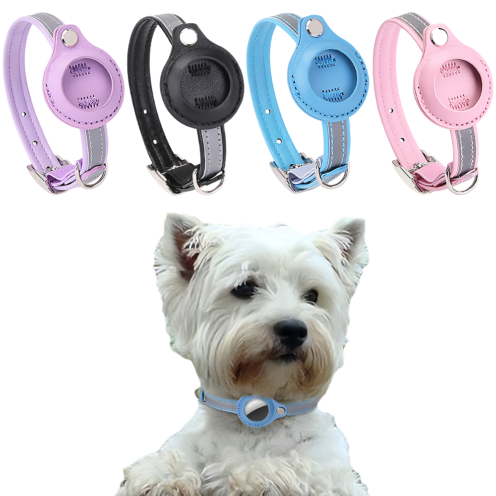 New Pet PU Cat Tracking Collar, Anti-Lost Reflective Locator Collar (No Airtag Included), Adjustable Cat Safety Collar, 1PC