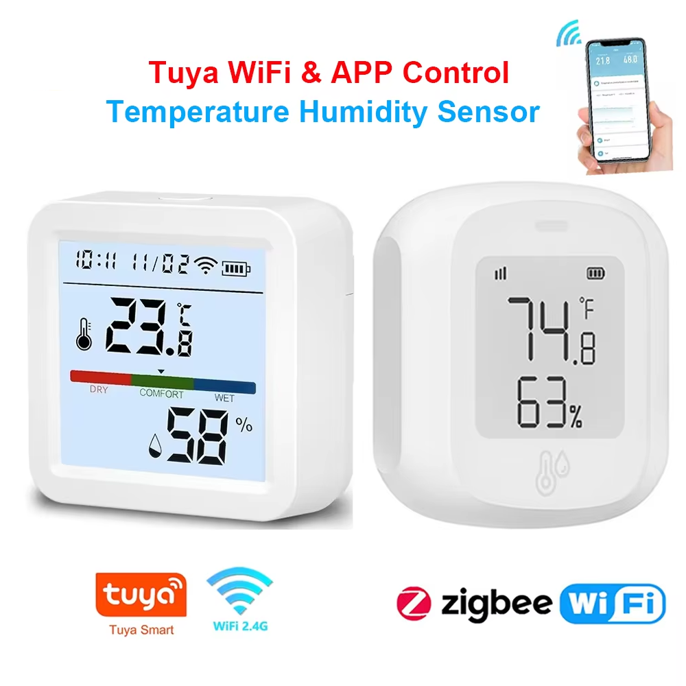 Tuya Smart WiFi Bluetooth Temperature Humidity Sensor Wireless Home Backlight Thermometer Hygrometer APP Remote Control Detector lightify