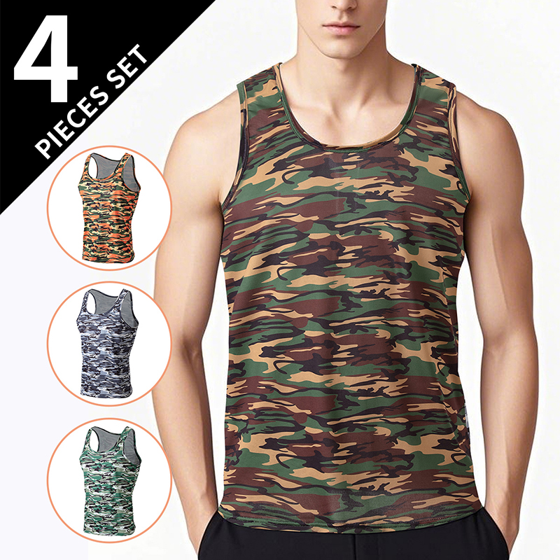 1/3/4 Pcs Men's Summer Multicolor Combination Vest Teenagers Plus Size Sports Fitness Running Jacket Joker Stripe T
