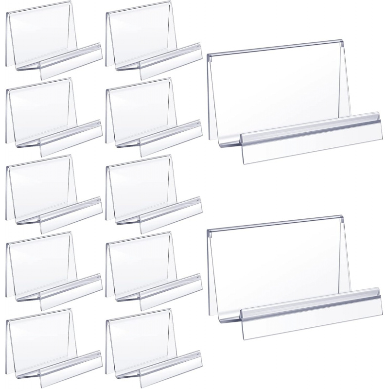 Qunclay 12 Pcs Purse Display Stand Clear Acrylic Wallet Display Stand Purse Holder Handbag Organizer for Bag Phone Cards Store