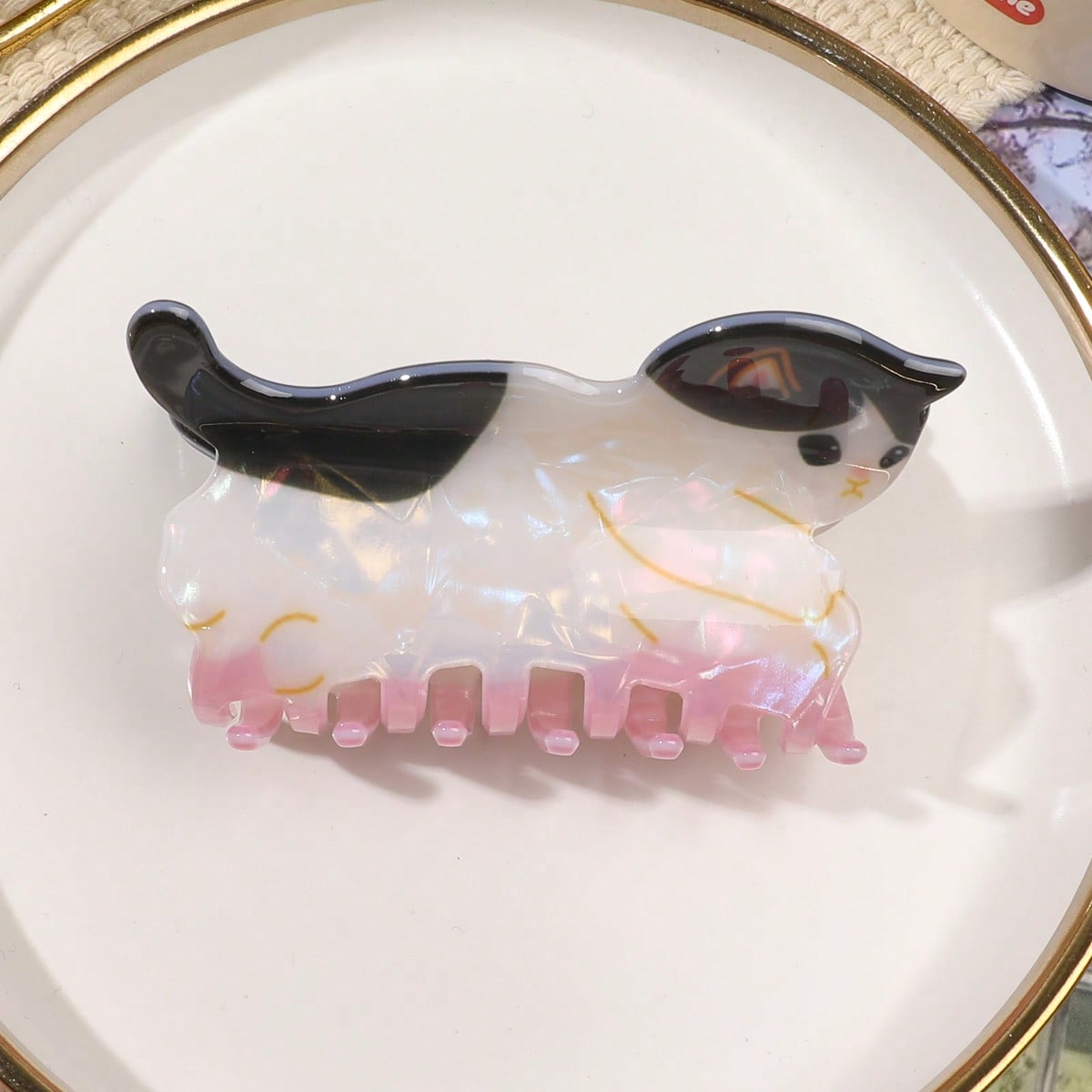 2026 Spring Summer New Pink Cat Shape Animal Acetate Hair Claw Clip for Women Girls Cute Sweet Japanese Korea Hair Accessories