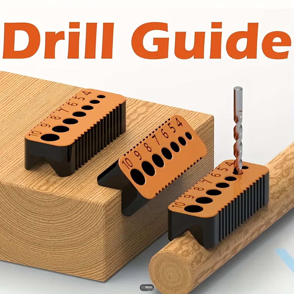 3D Printed Plastic Drill Guide with 4-10mm Scale Numbered Holes Precision Tool for Wood Gypsum Board Durable Construction