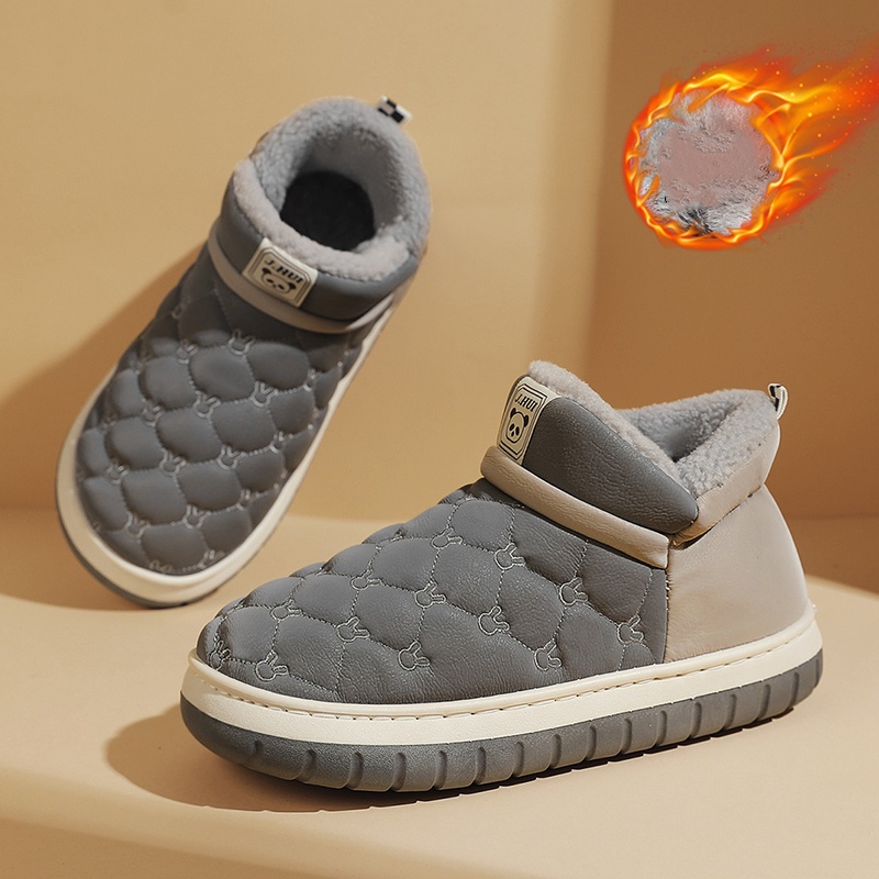 Men's Snow Boots Autumn and Winter Fur-Lined Thickened Warm Mid-Calf Cotton Shoes Thickened Fashion Casual Bakers Shoes