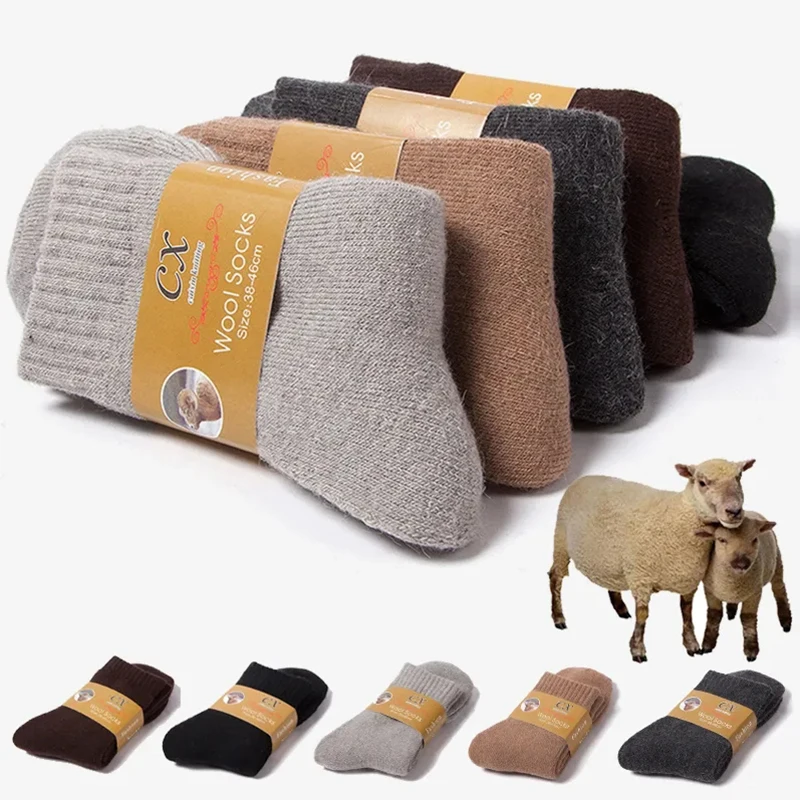 1 Pairs Winter Warm Women Socks Merino Wool Men Super Thicker Solid Against Cold Thermal Plush Thick Snow Terry Socks