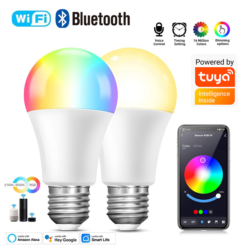 Tuya Wifi/Bluetooth Smart Bulb Alexa Led Lamp E27 RGB Smart Light Bulbs 220V 110V Smart Lamps For Assisatnt Smart Life lightify