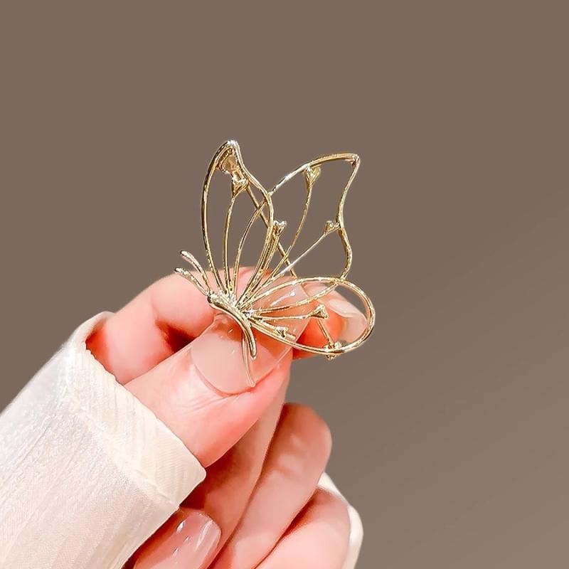 SN 1pc new For Women Elegant Hollow Out Smooth Butterfly Pin Easy-match Party Office Brooch Pins Cute Metal Butterfly Brooches