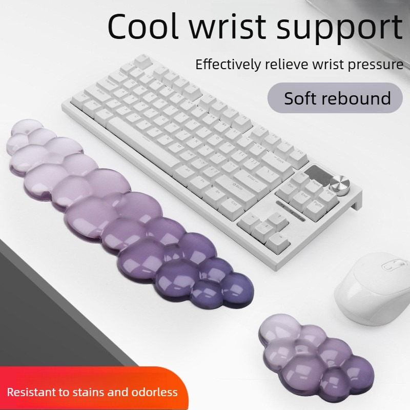 Cloud shaped silicone transparent wristband, mouse pad with wrist rest,non slip keyboard,ergonomic keyboard,mouse pad,wrist rest