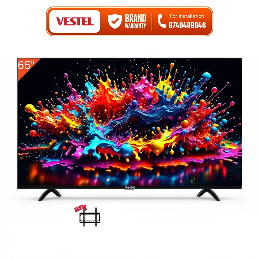 VESTEL 65" Inch Smart TV Cloud Voice Frameless LED Television | IPS Panel | Dolby Sound | 4K | Free wall mount | Android 12.0