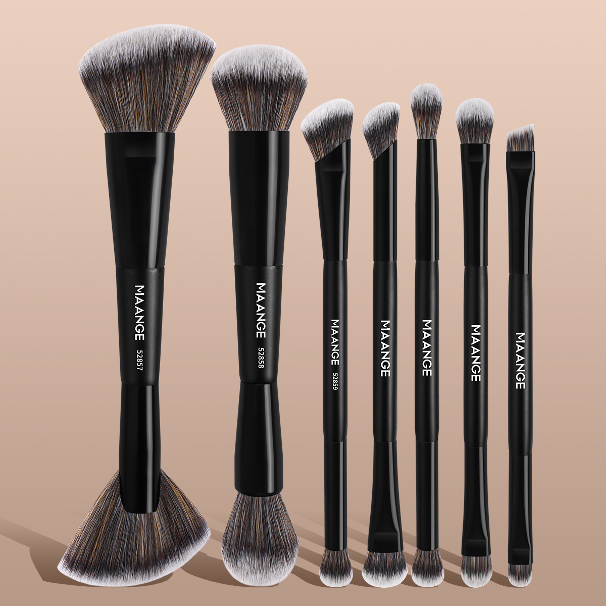 MAANGE 7pcs Professional Dual-ended Makeup Brushes Soft Dense Hair for Foundation Powder Blush Eyeshadow Makeup Accessories