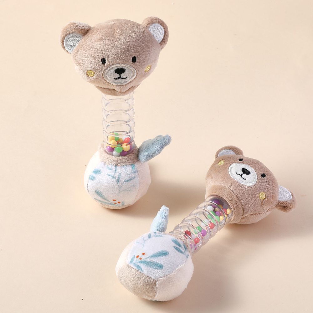 Cotton Bear Baby Rattle - Soft Crystal Material, Transparent Bell Tube, Portable Sensory Toy for Sight, Sound & Touch