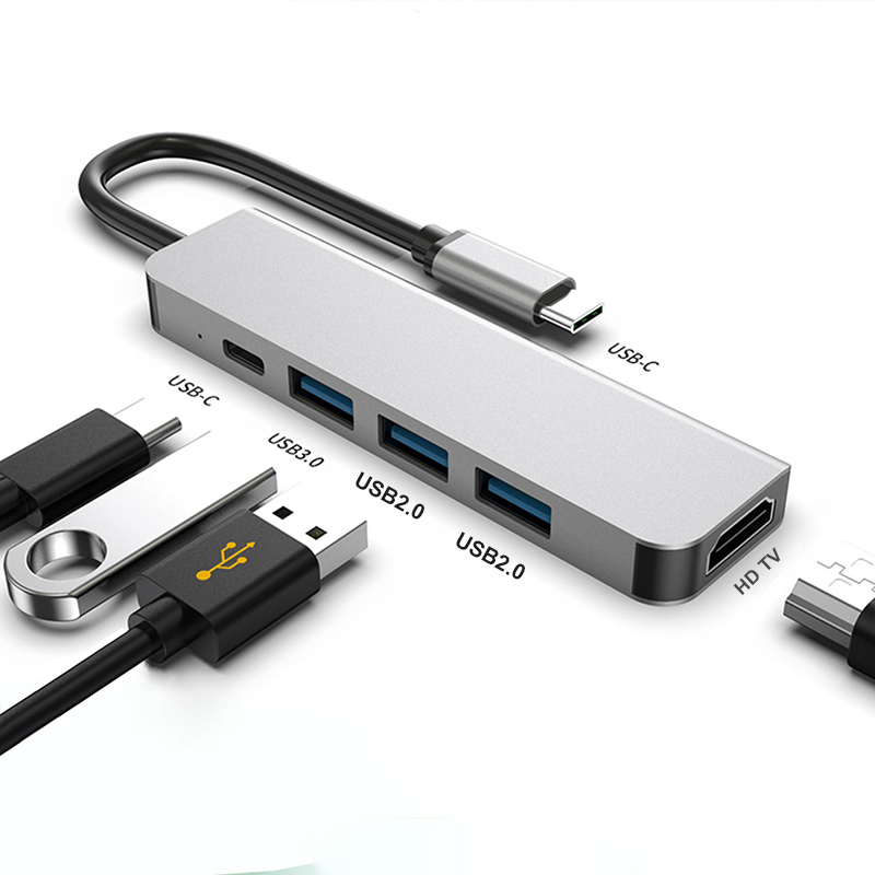 Type C to with HDMI 4K USB3.0 HUB Extend Disk Reader Writer Laptop Notebook Computer Cable Splitter Multi Ports Charging Adapter