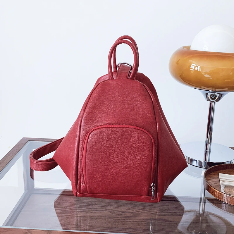 PU Zipper Solid Color Fashion Backpacks Large Capacity Commuting Ladies Bags 2025 Hot Sale Versatile High Quality Backpacks